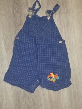 Disney Navy Plaid Overalls with Tigger Patch